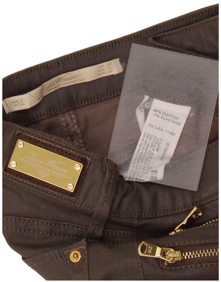 ZARA Dame Skinny Casual Bukser W26 L28 Brun Bomuld