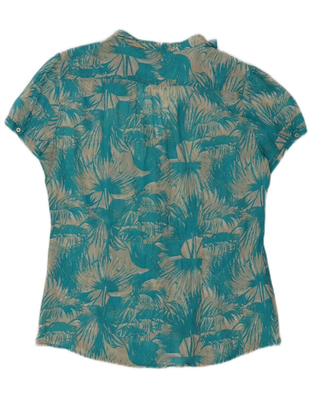 BENETTON Kortærmet skjortebluse til kvinder UK 14 Medium Blue Floral