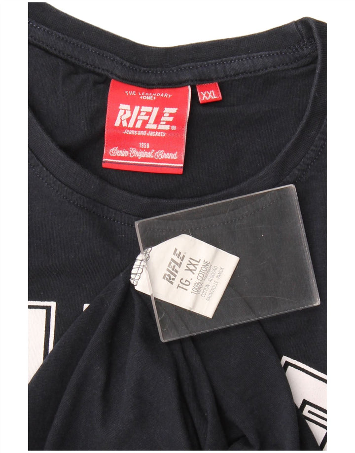 RIFLE Mens Graphic T-Shirt Top 2XL Navy Blue Cotton