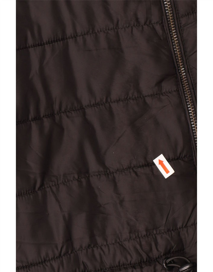 ZARA Polstret hættejakke til kvinder UK 10 Lille sort polyester