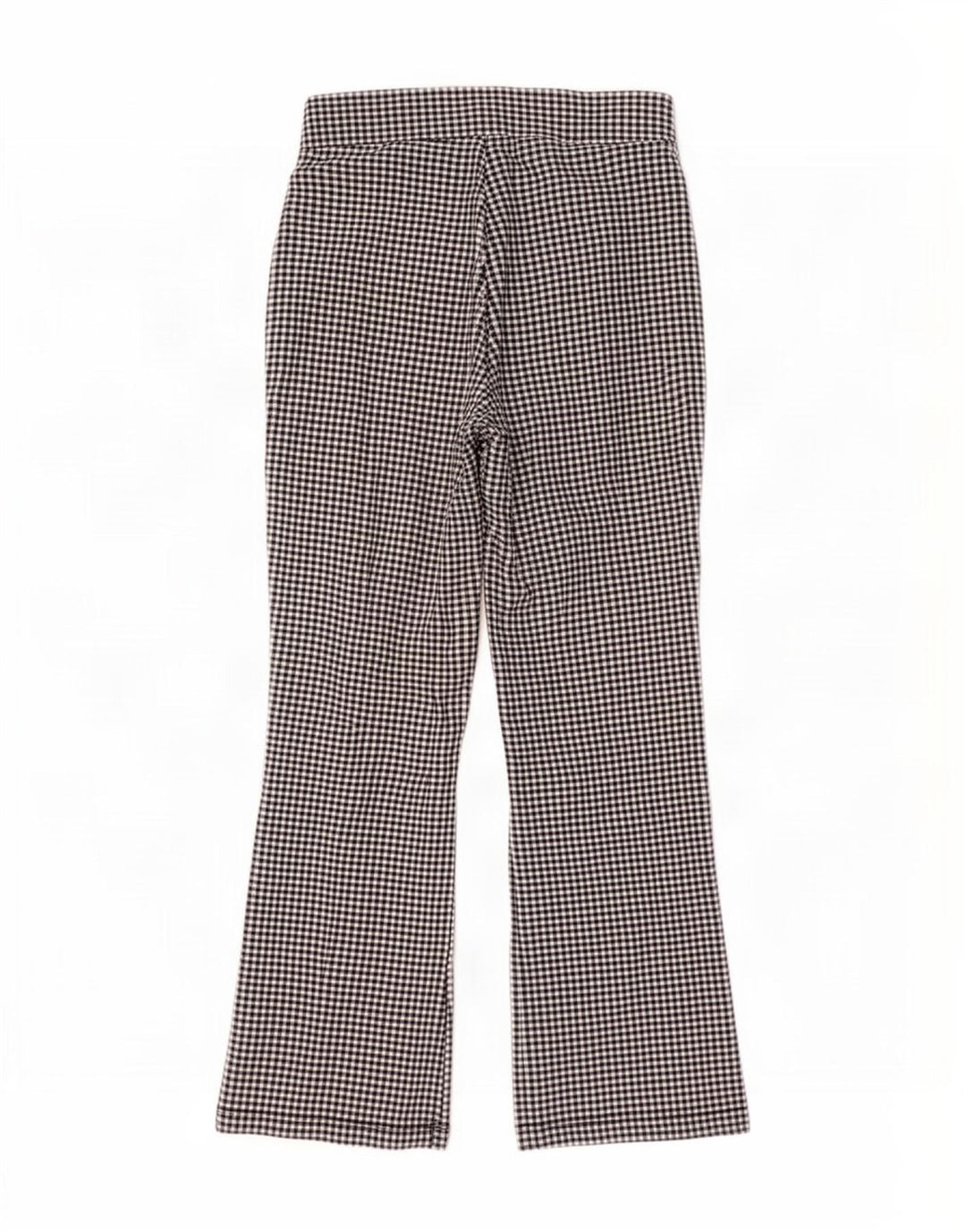 Zara Dame Bootcut Cropped Trousers Medium W28 L25 Sort Gingham