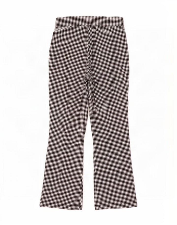 Zara Dame Bootcut Cropped Trousers Medium W28 L25 Sort Gingham