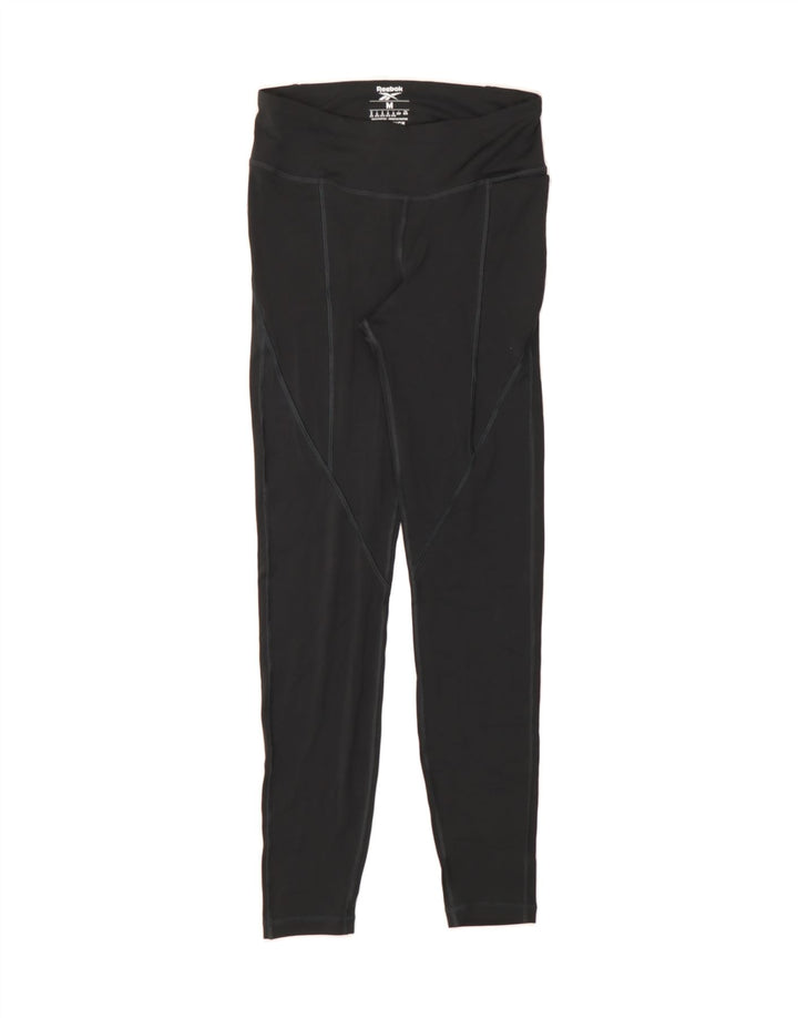 REEBOK Womens Leggings UK 12/14 Medium  Black Polyester Vintage Reebok and Second-Hand Reebok from Messina Hembry 