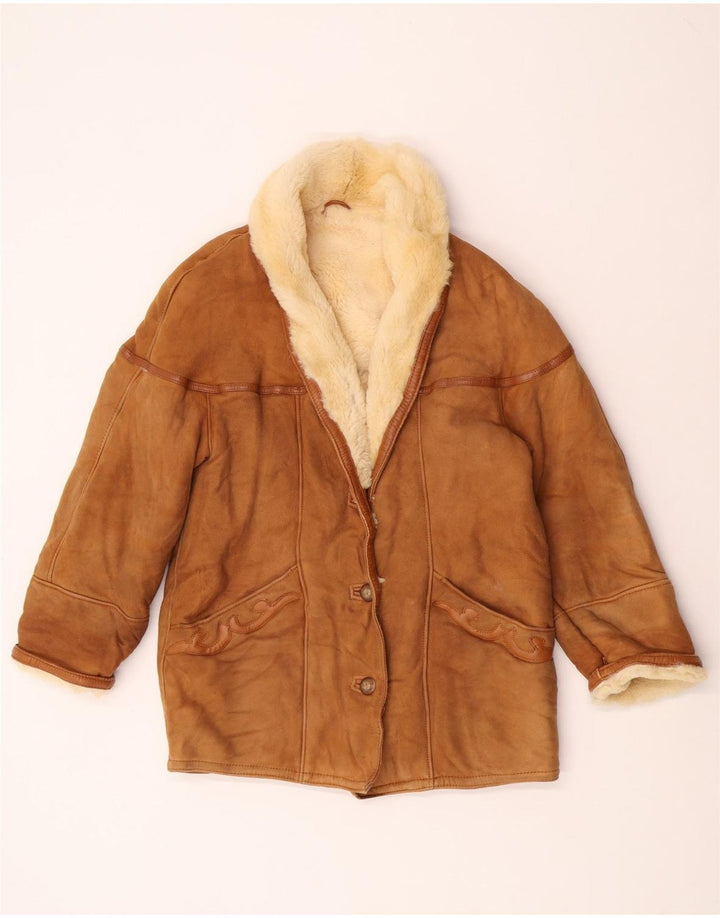 Vintage Dame Shearling Jacket IT 42 Medium Beige Shearling