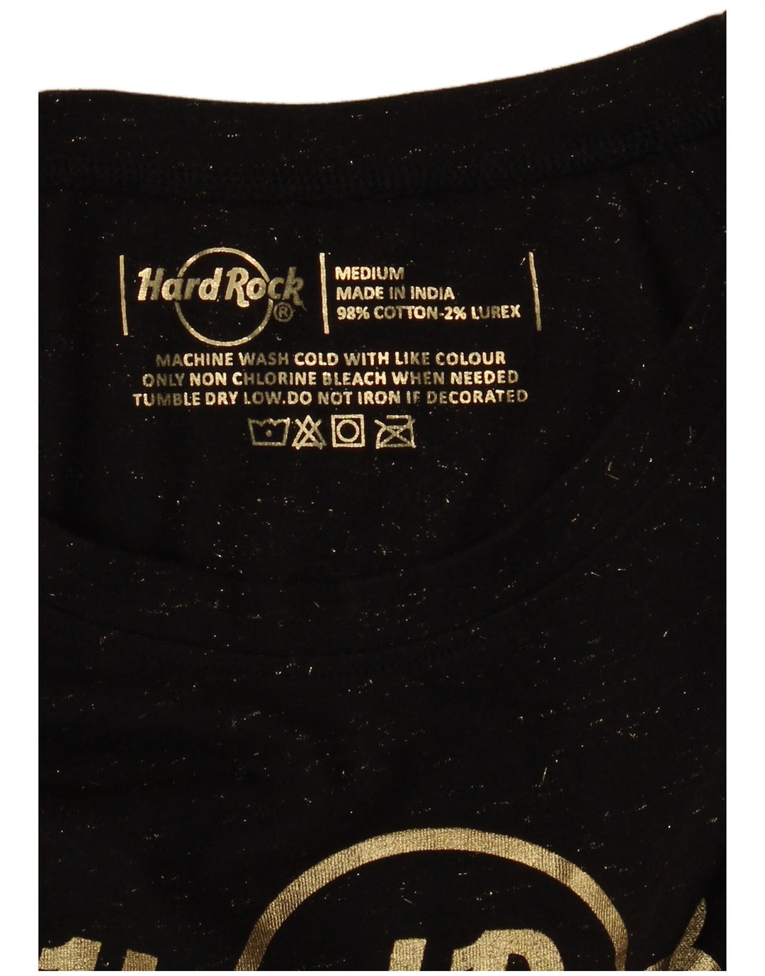 HARD ROCK CAFE Dame Panama Graphic T-Shirt Top UK 12 Medium Sort