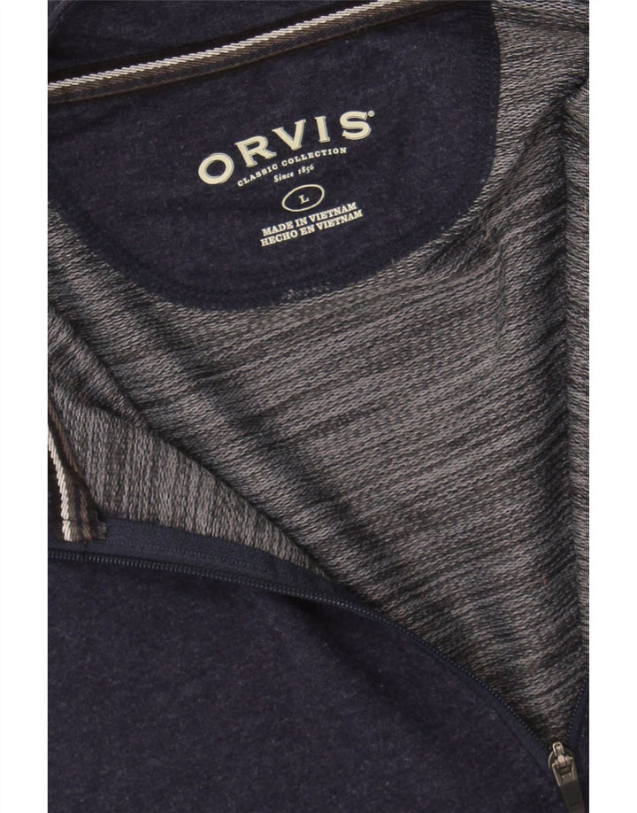 ORVIS Mens Zip Neck Sweatshirt Jumper Large Navy Blue Rayon Vintage Orvis and Second-Hand Orvis from Messina Hembry 