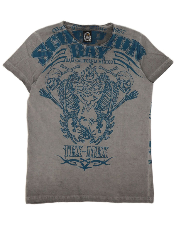 Scorpion Bay Boys grafisk T-shirt top 12-13 år XL grå bomuld