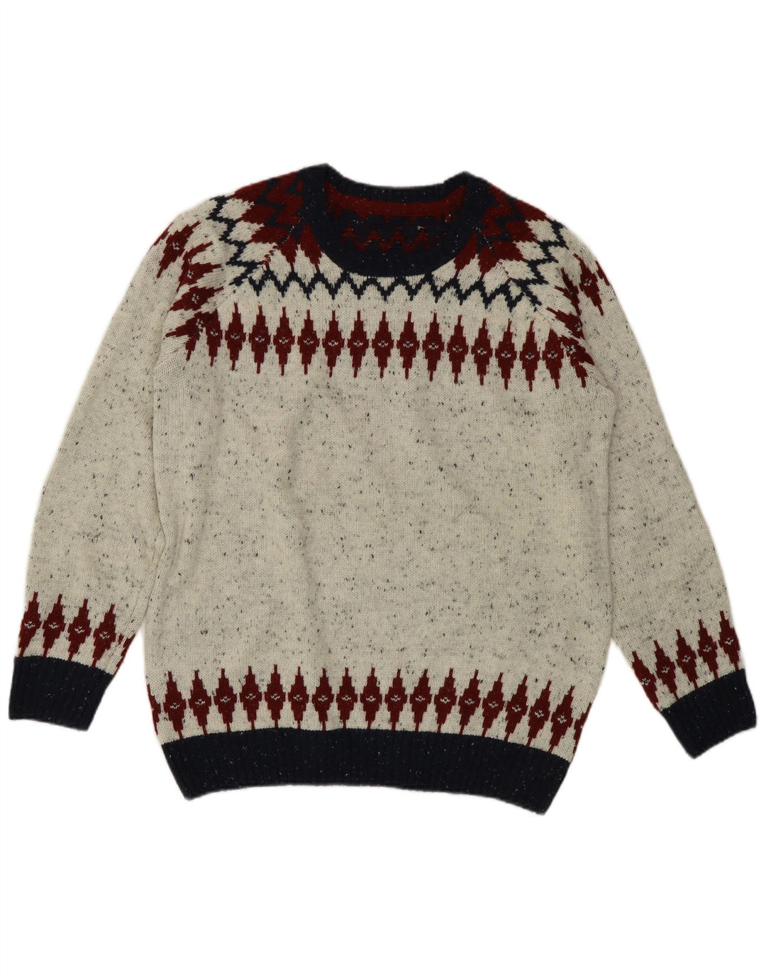Alcott Herre Boat Neck Jumper Sweater Large Grey Fair Isle Wool