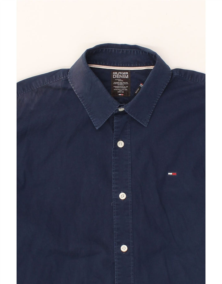 TOMMY HILFIGER Mens Shirt Medium Navy Blue Cotton Vintage Tommy Hilfiger and Second-Hand Tommy Hilfiger from Messina Hembry 