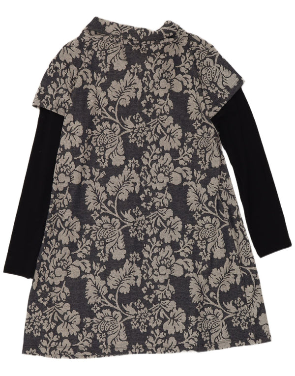Joe Browns Dame Langærmet A-Line Kjole UK 18 XL Marineblå Blomsterbomuld