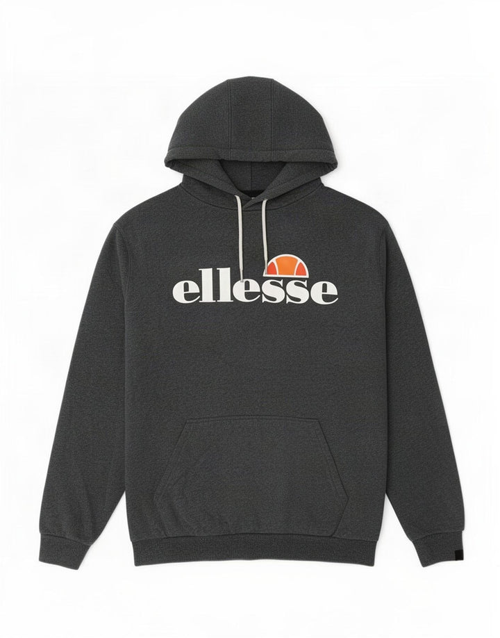 Ellesse Herre Grafisk Hoodie Jumper Medium Grå Bomuld
