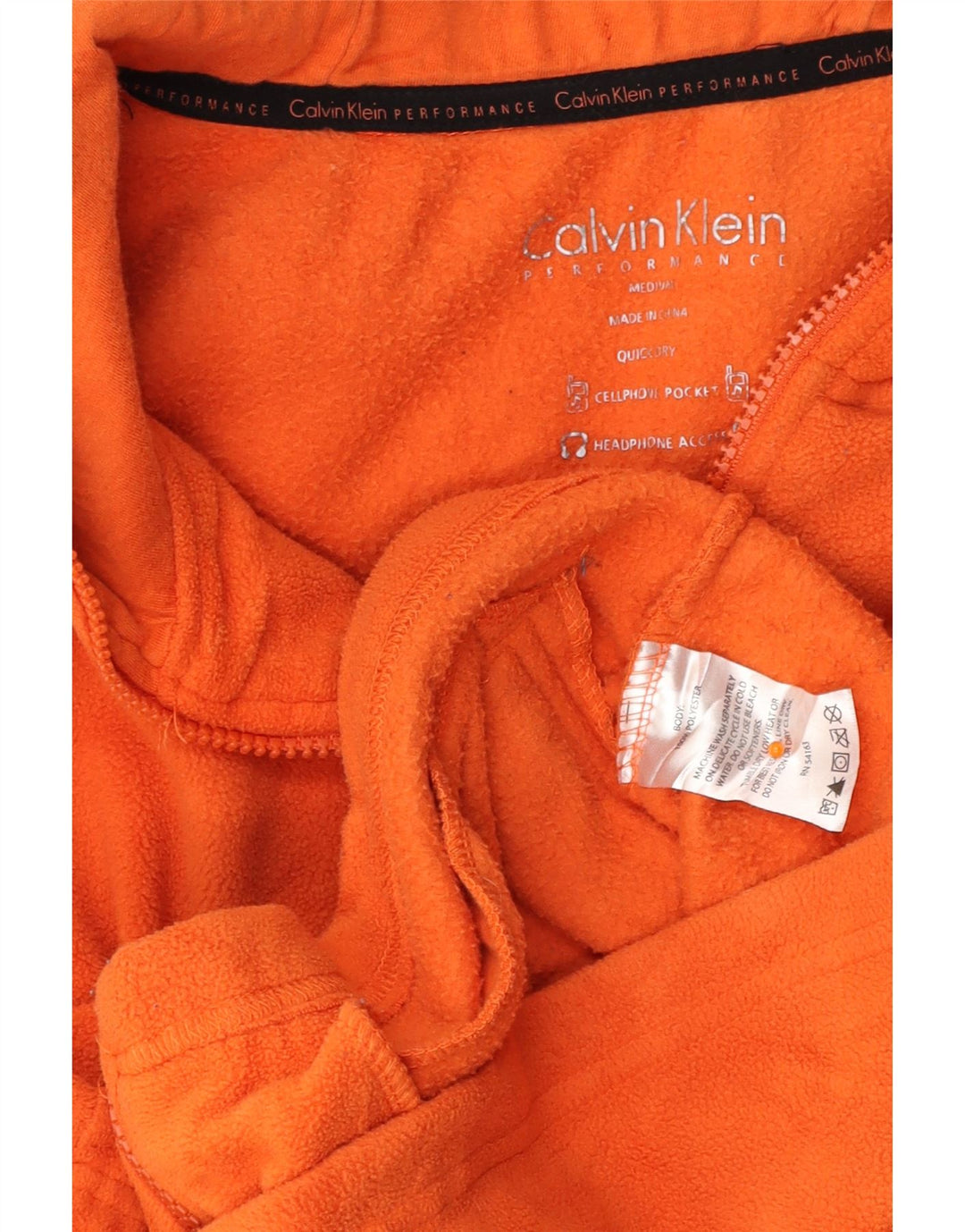 CALVIN KLEIN Dame Hættejakke i fleece UK 12 Medium Orange Polyester
