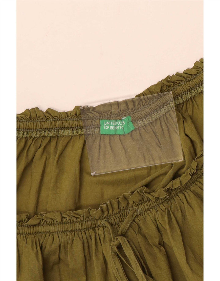 Benetton Womens Front Tie Off Shoulder Top UK 14 Medium Khaki