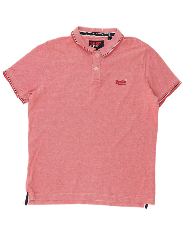 Superdry Polo Shirt til mænd 2XL Pink Flecked Bomuld