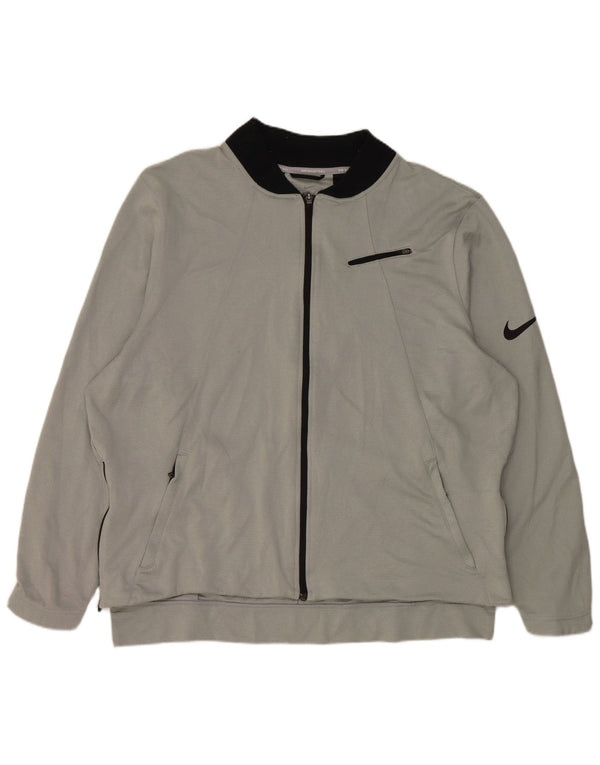 Nike Mens Dri Fit Tracksuit Top Jacket 2XL Grey Polyester