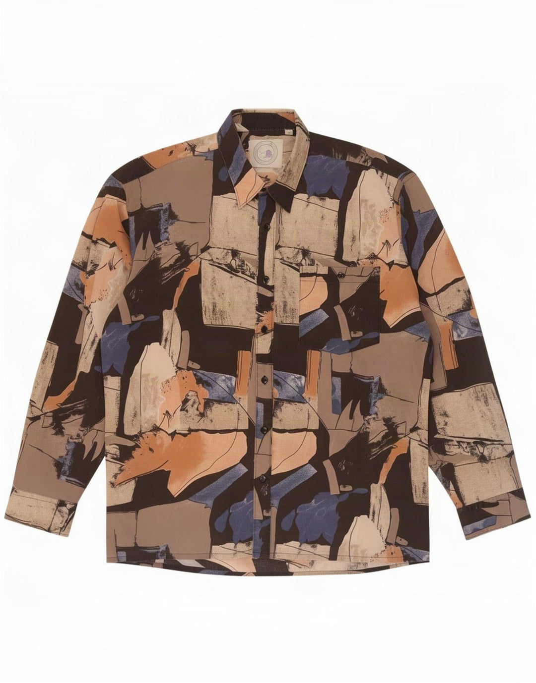 Vintage herre abstrakt mønster skjorte størrelse 41/42 Large Multicolor