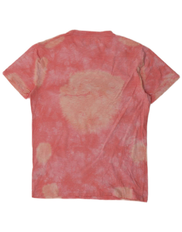 Desigual Herre grafisk T-shirt Top Stor Pink Tie Dye Bomuld
