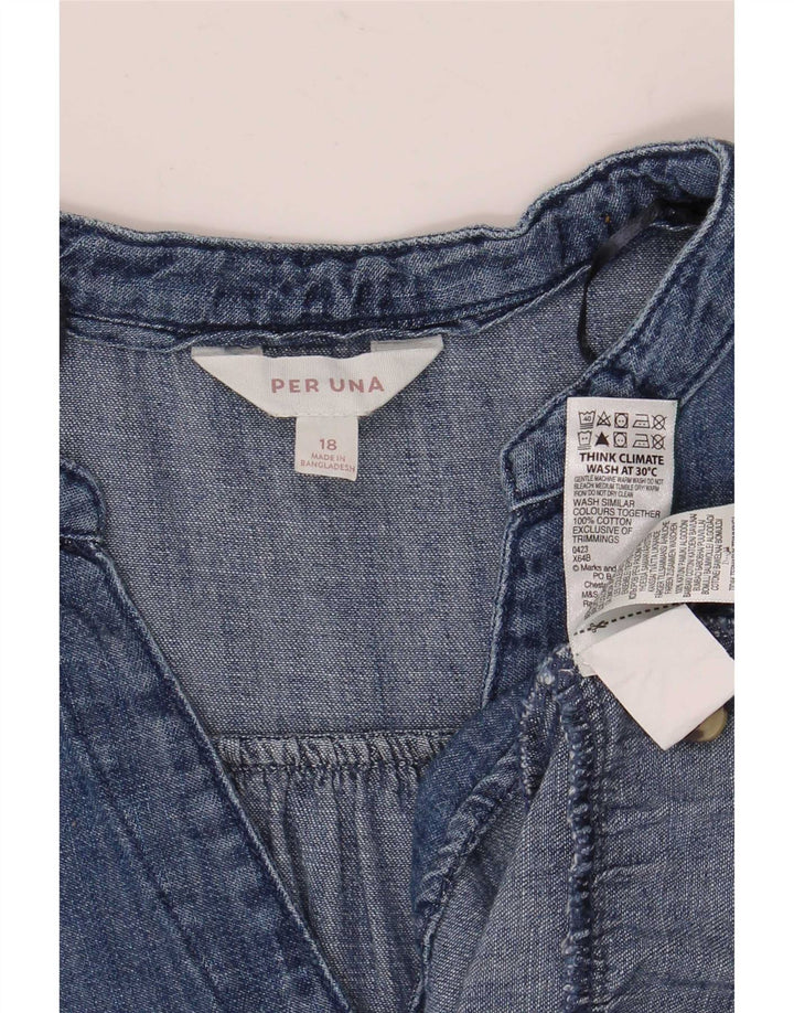 Marks & Spencer Womens Per Una Denim Oversized Tiered Dress UK 18 XL Blå