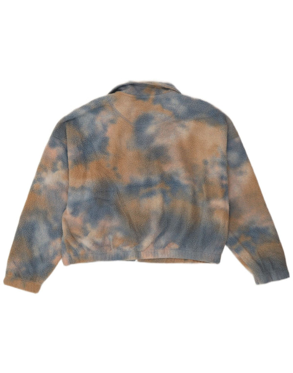 Quiksilver Womens Crop Oversized fleecejakke UK 16 Large Blue Tie Dye
