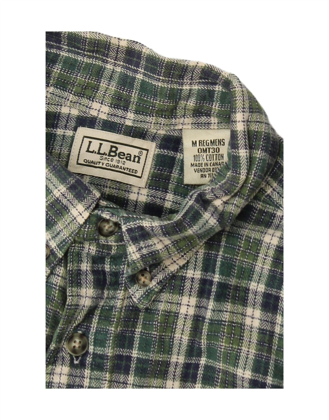 L.L.Bean Flannelskjorte til mænd Medium Grøn Plaid Bomuld
