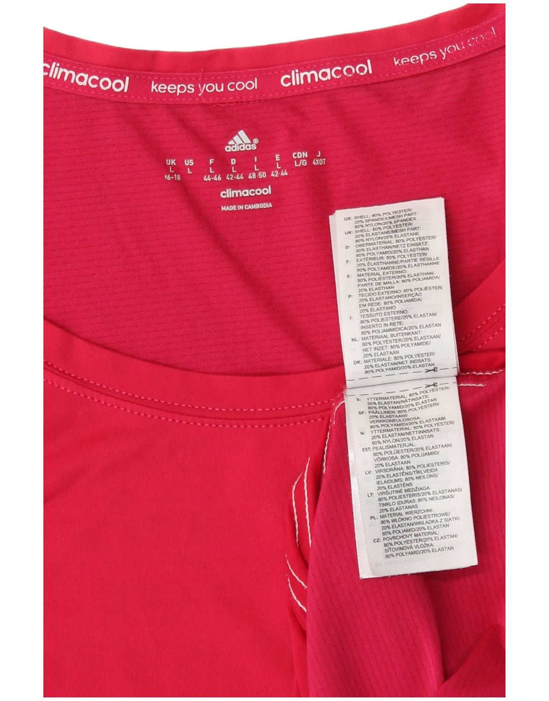Adidas Dame Climacool Vest Top UK 16/18 Large Pink Polyester