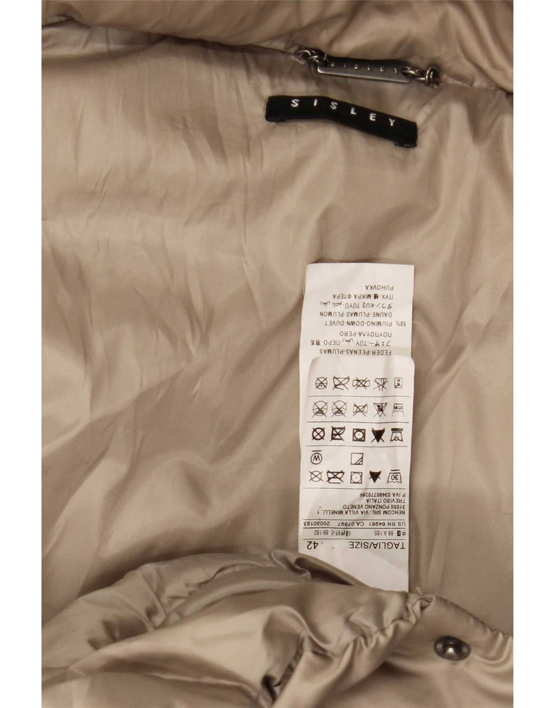 Sisley Dame Hooded Double Breasted Polstret Frakke IT 42 Medium Beige
