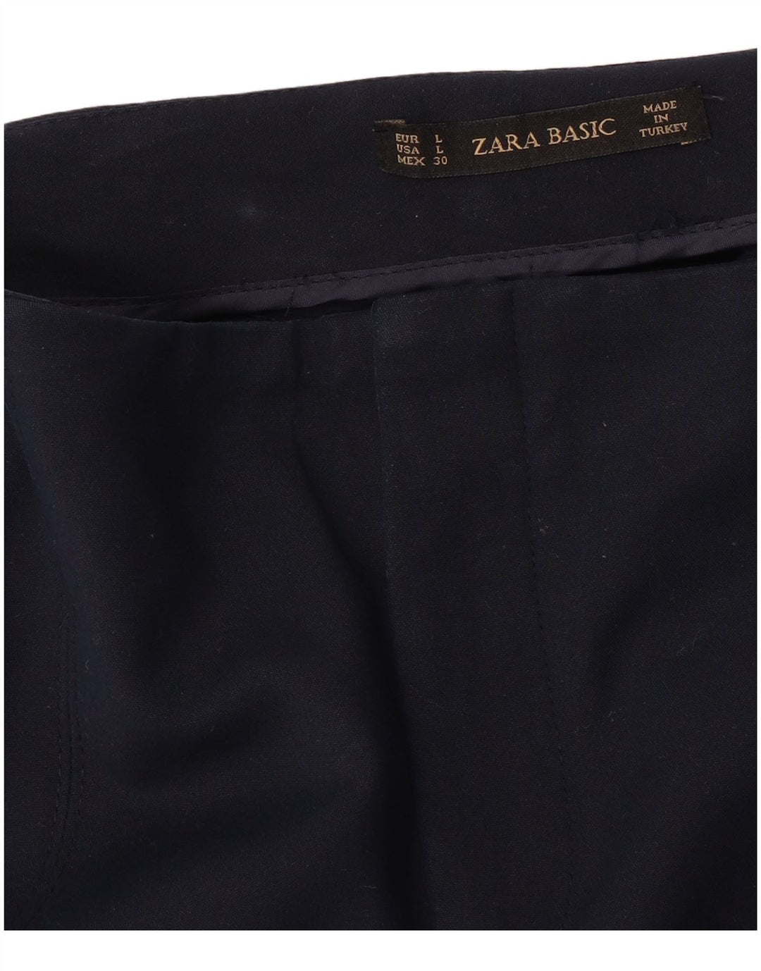 ZARA Dame Slim Casual Bukser Large W32 L29 Navy Blue