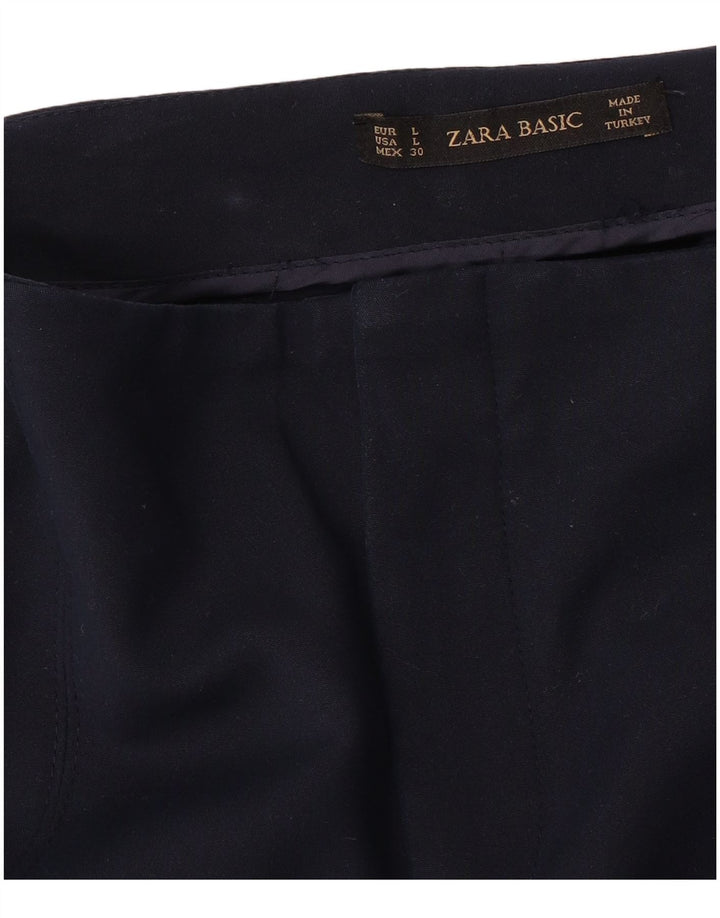 ZARA Dame Slim Casual Bukser Large W32 L29 Navy Blue