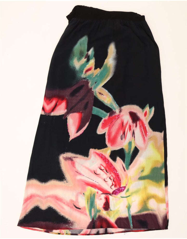 Desigual Womens Graphic Maxi Dress EU 42 Large Black Floral