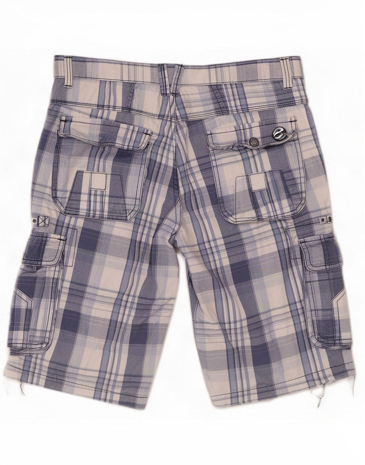 Vintage Herre Cargo Shorts Large W34 Blue Check