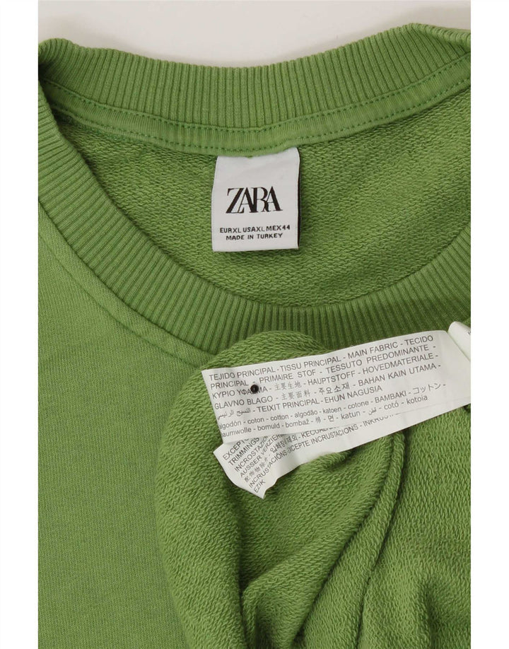 Zara Herre Sweatshirt Jumper XL Grøn Bomuld
