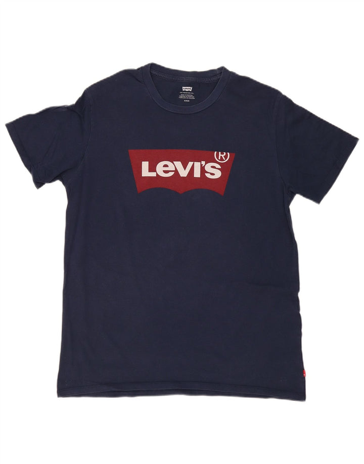 LEVI'S Herre grafisk T-shirt Top Medium Marineblå Bomuld