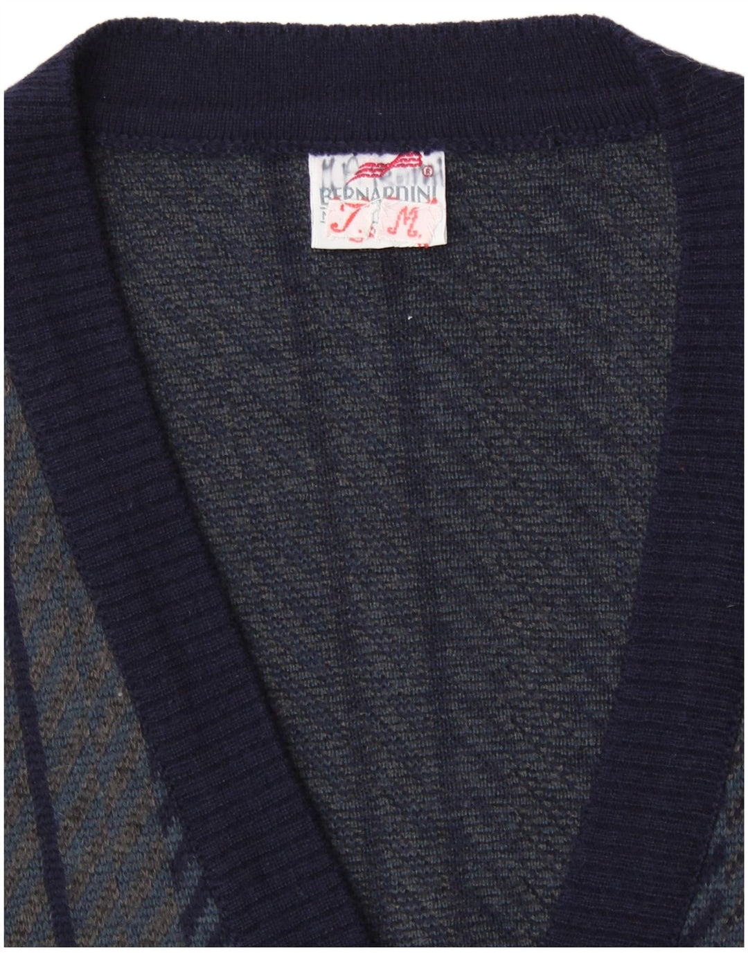 Bernardini Herre Cardigan Sweater Lille Marineblå Geometrisk