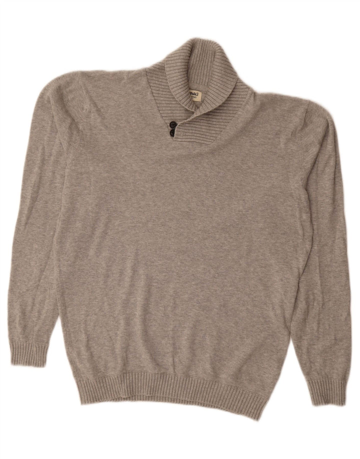 JACK & JONES Herre Shawl Neck Jumper Sweater Stor Grå Bomuld
