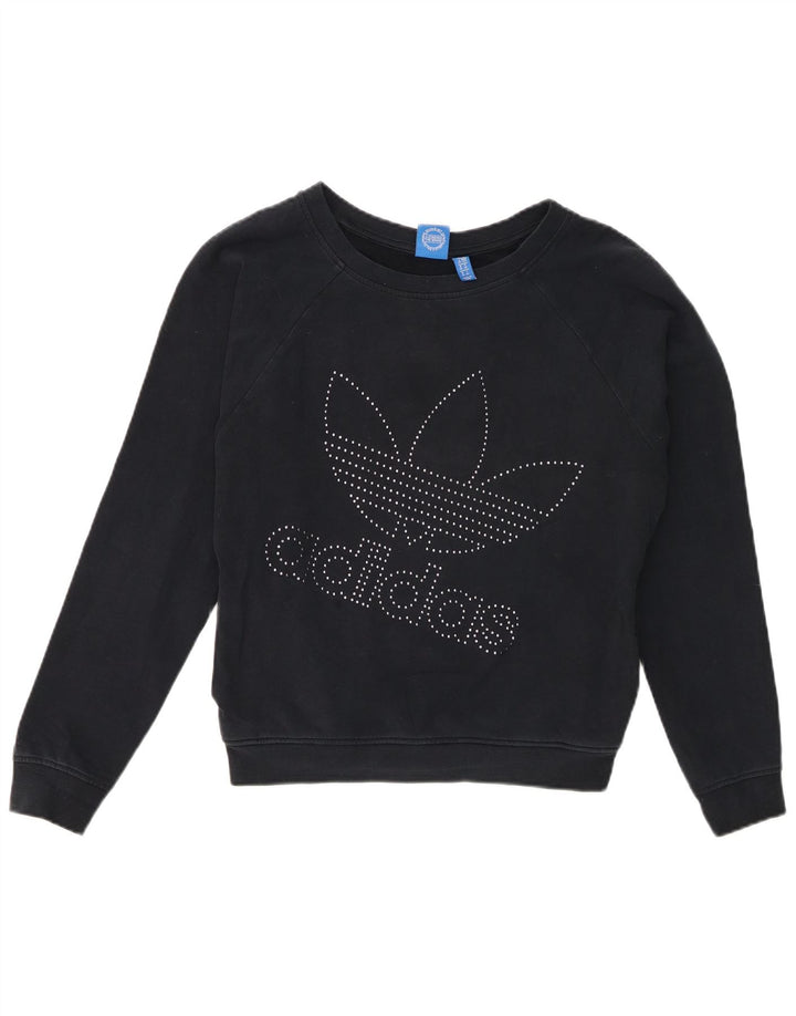 Adidas Womens Graphic Oversized Sweatshirt Jumper UK 10 Small Navy Blue
