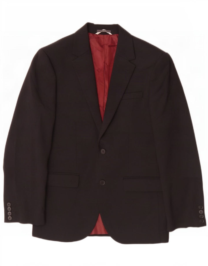 Marks & Spencer Herre 2 Button Slim Blazer Jacket UK 36 Small Black Wool