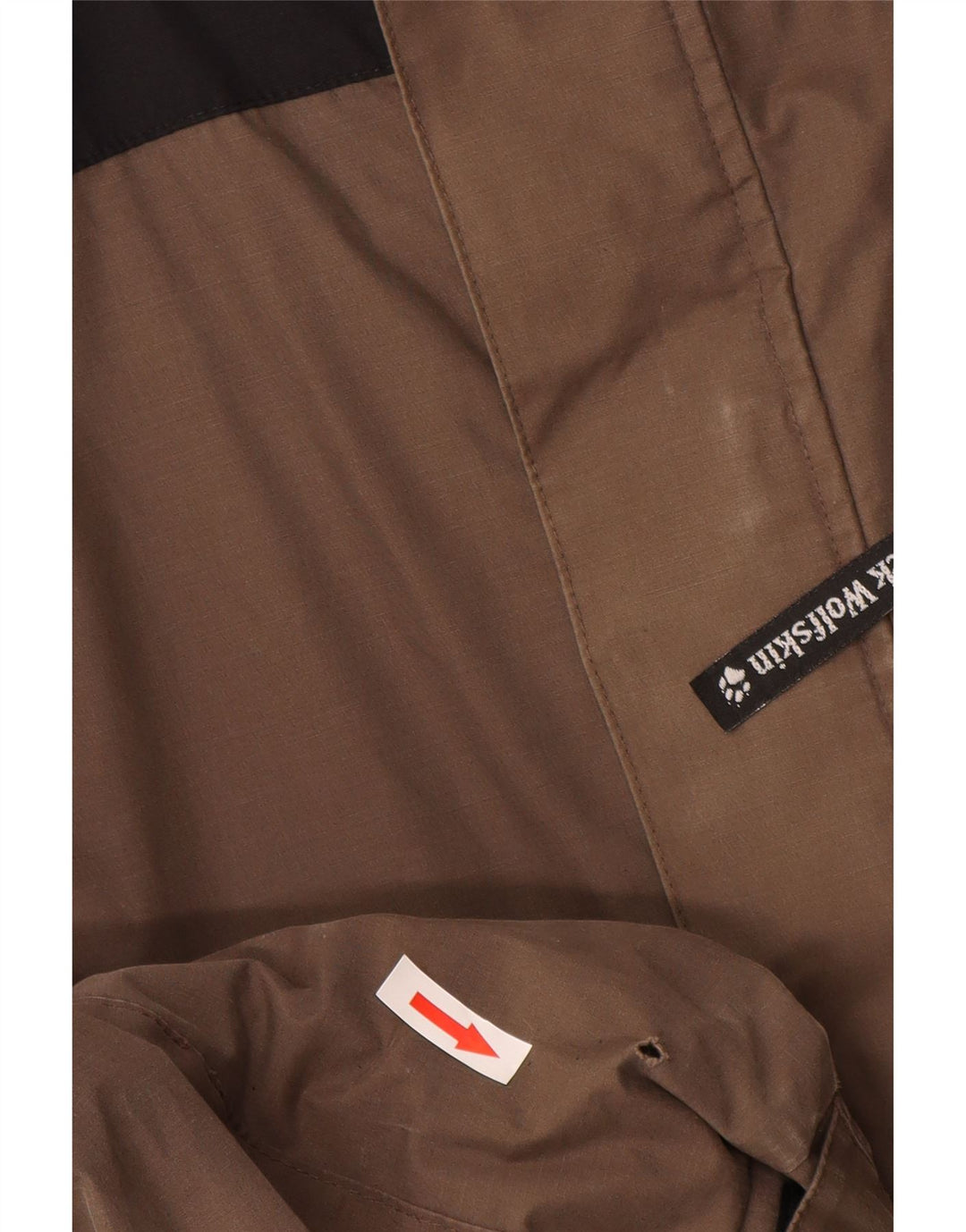 Jack Wolfskin Herre Hooded Windbreaker Jacket UK 38 Medium Brown Colourblock