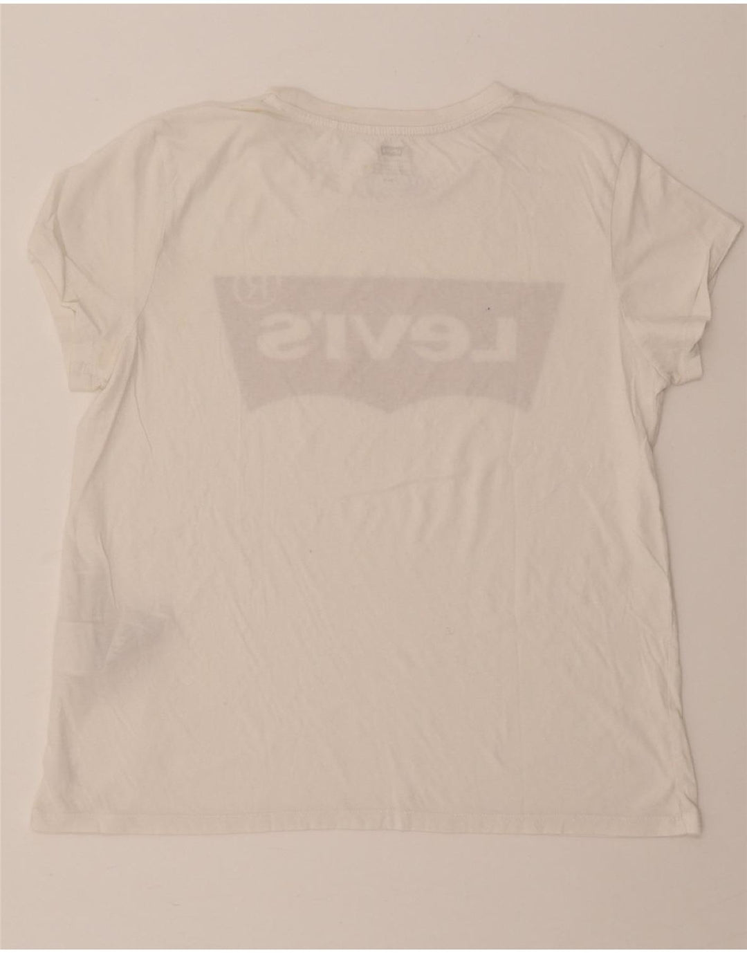 LEVI'S Womens Graphic T-Shirt Top UK 14 Large White Cotton Vintage Levi's and Second-Hand Levi's from Messina Hembry 