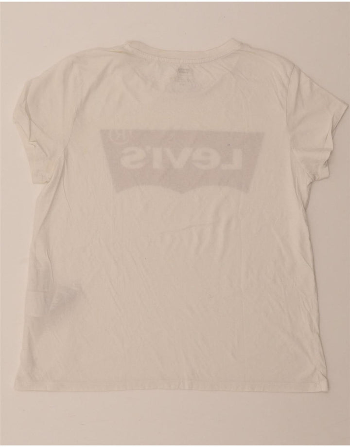 LEVI'S Womens Graphic T-Shirt Top UK 14 Large White Cotton Vintage Levi's and Second-Hand Levi's from Messina Hembry 