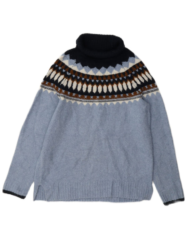 Marks & Spencer dametrøjetrøje med rullehals UK 6 XS Blue Fair Isle