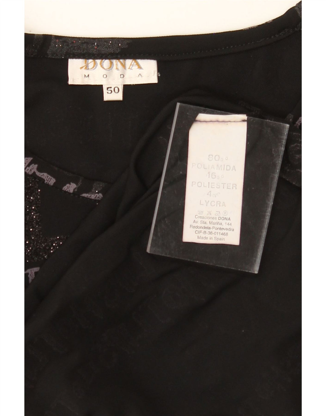 VINTAGE Womens Graphic Top Long Sleeve IT 50 XL Black Polyamide Vintage Vintage and Second-Hand Vintage from Messina Hembry 