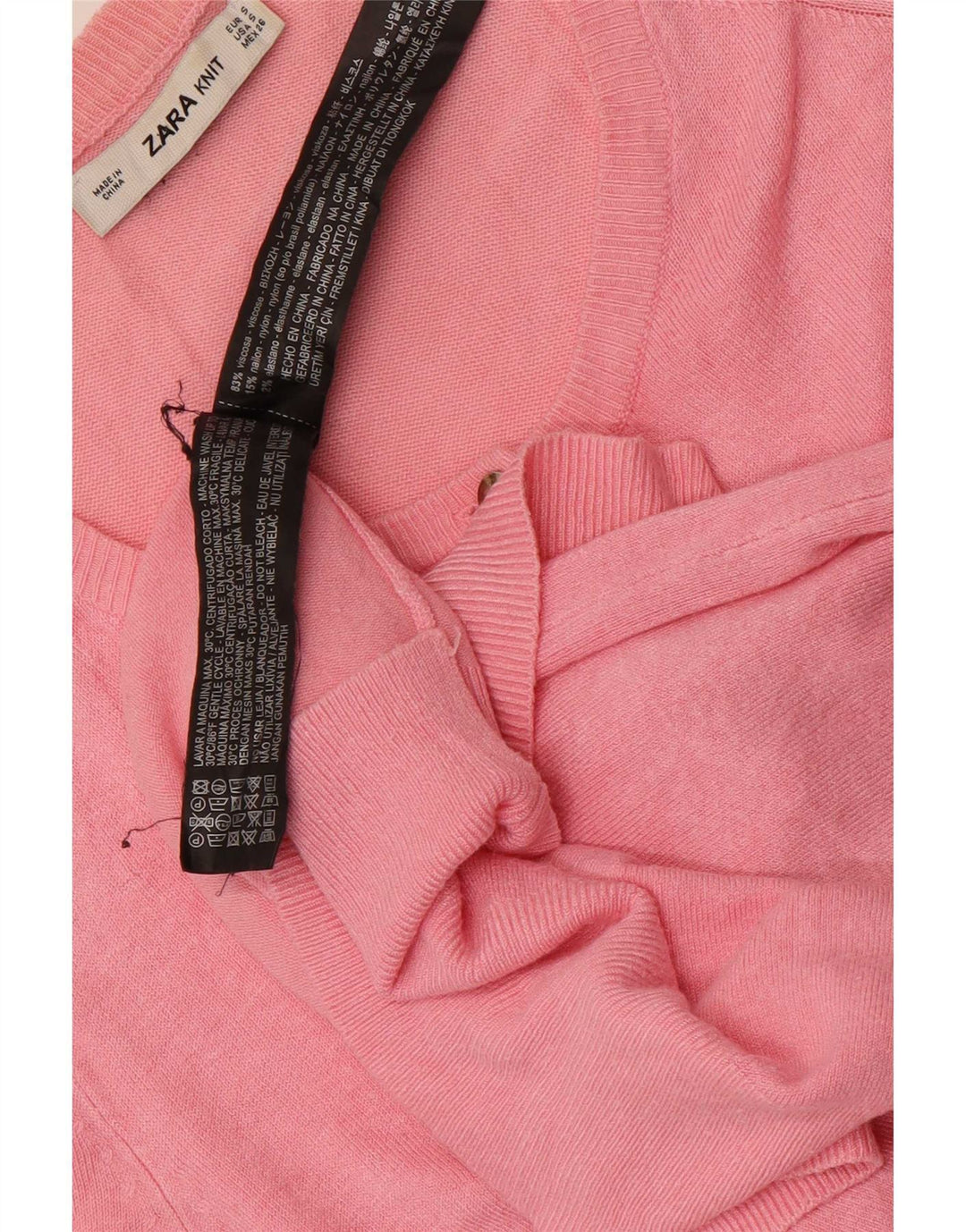 Zara Dame Cardigan Sweater UK 10 Small Pink Viscose