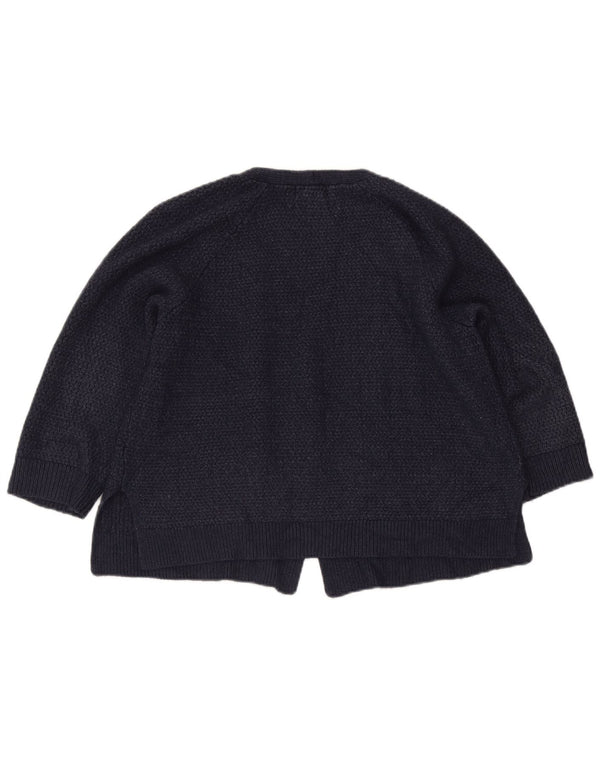 Fat Face Womens Crop 3/4 ærmet åben cardigan sweater UK 16 Large Navy Blue