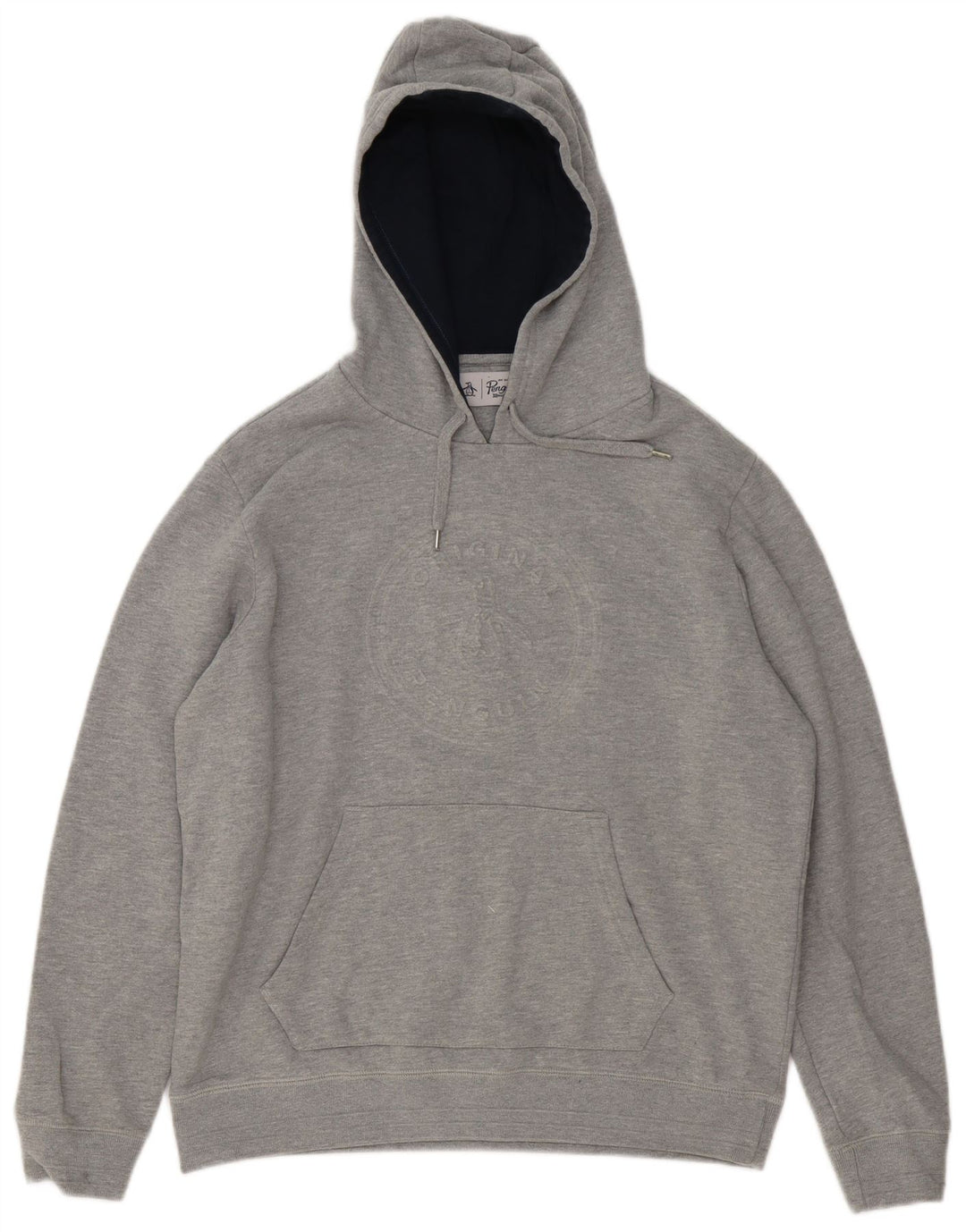 Penguin Herre Grafisk Hoodie Jumper Stor Grå Bomuld