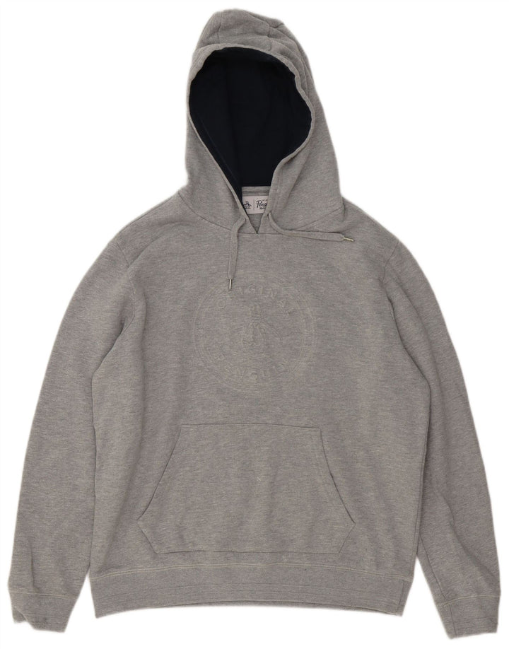 Penguin Herre Grafisk Hoodie Jumper Stor Grå Bomuld