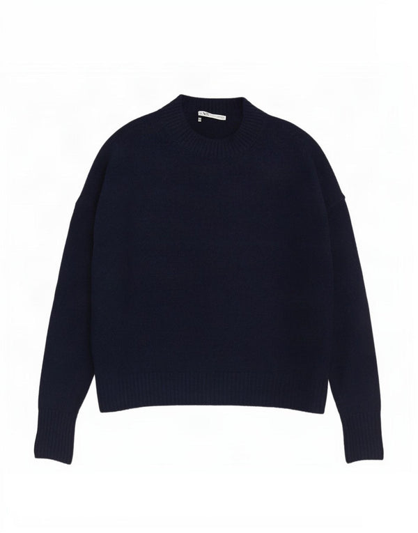 Zara Dame Oversized Crew Neck Jumper Sweater UK 10 Small Navy Blue