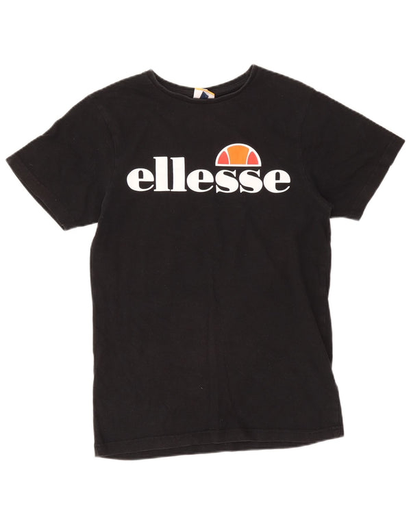 Ellesse Womens Grafisk T-Shirt Top UK 8 Small Black Bomuld