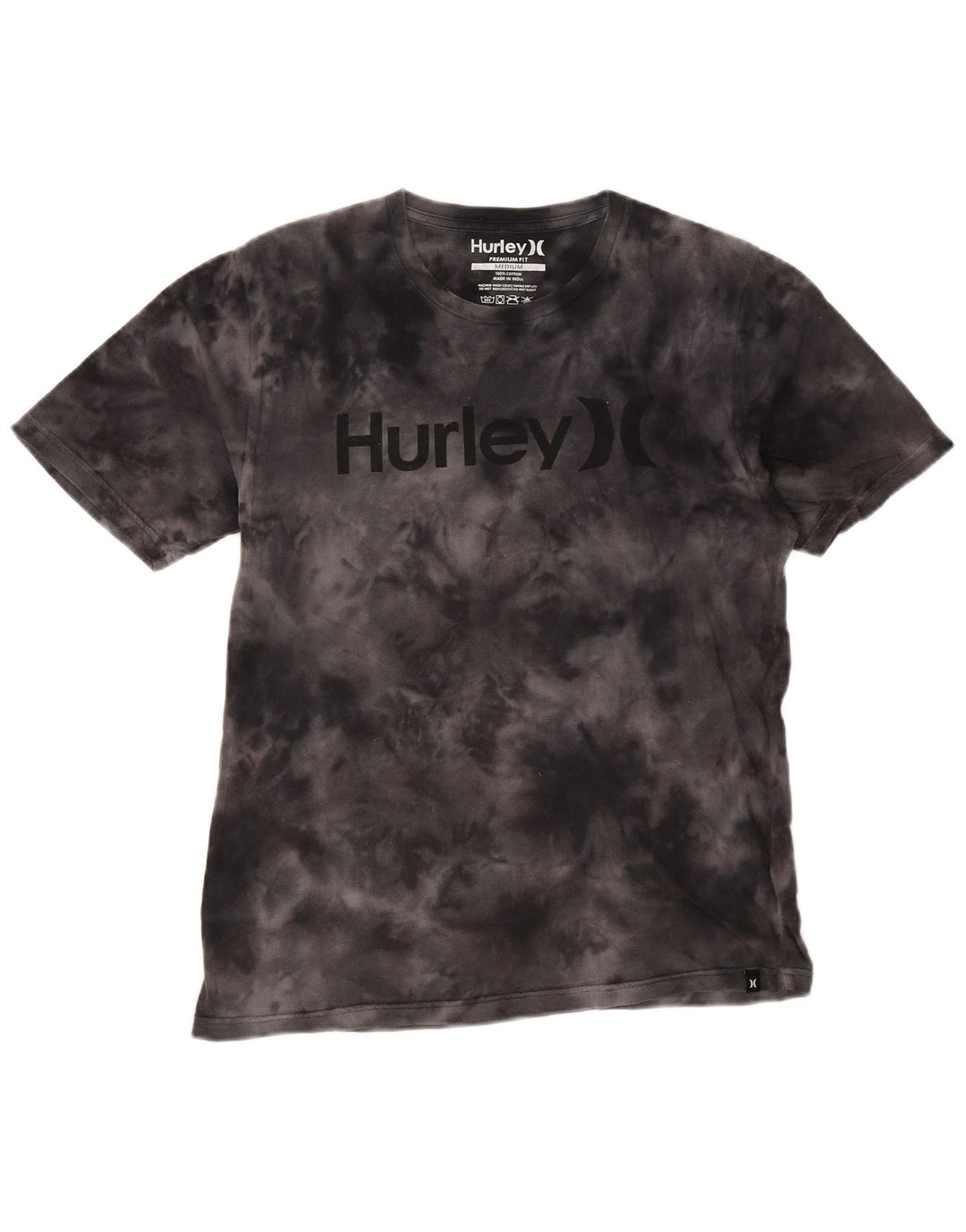 Hurley Herre grafisk T-shirt Top Medium Black Tie Dye Bomuld