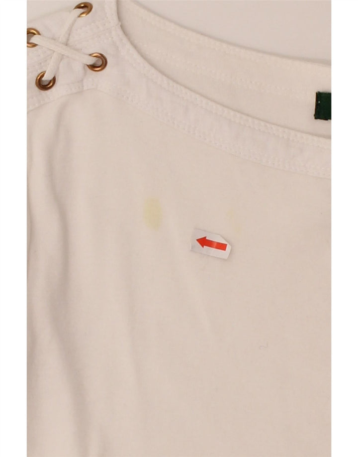 RALPH LAUREN Womens Top 3/4 Sleeve UK 12 Medium White Cotton Vintage Ralph Lauren and Second-Hand Ralph Lauren from Messina Hembry 