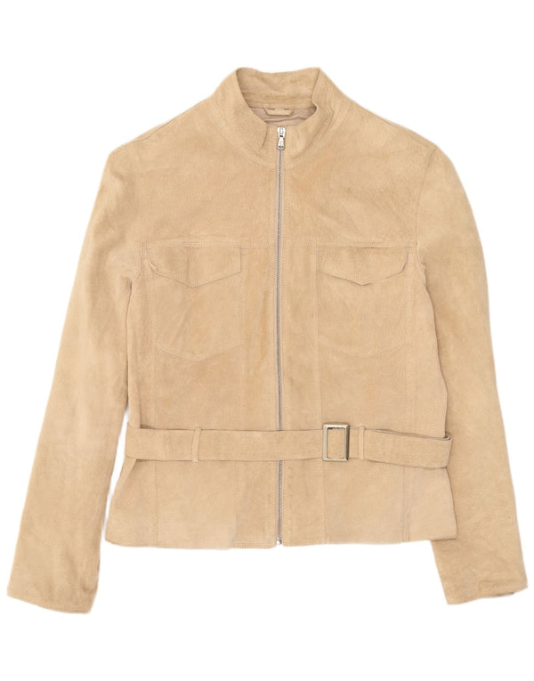 Vintage Dame Ruskindsjakke IT 48 XL Beige Læder